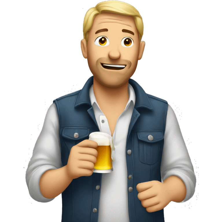 Drunk guy drinking beer emoji