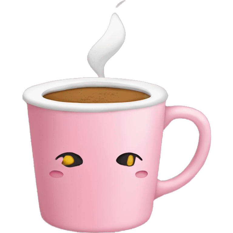 Light pink Coffee cup with a bow on it make it cozy hot chili ate in a coffee cup emoji