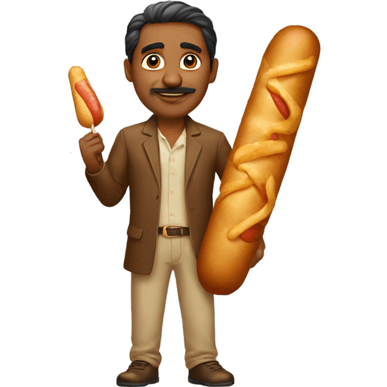 A Indian man with a corndog emoji