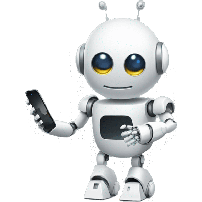 robot looking at his iphone emoji