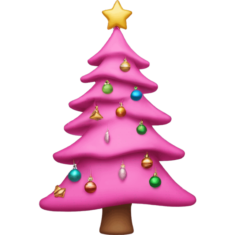 Pink Christmas tree with ornaments  emoji