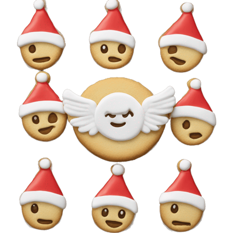 angel cookie with santa hat emoji