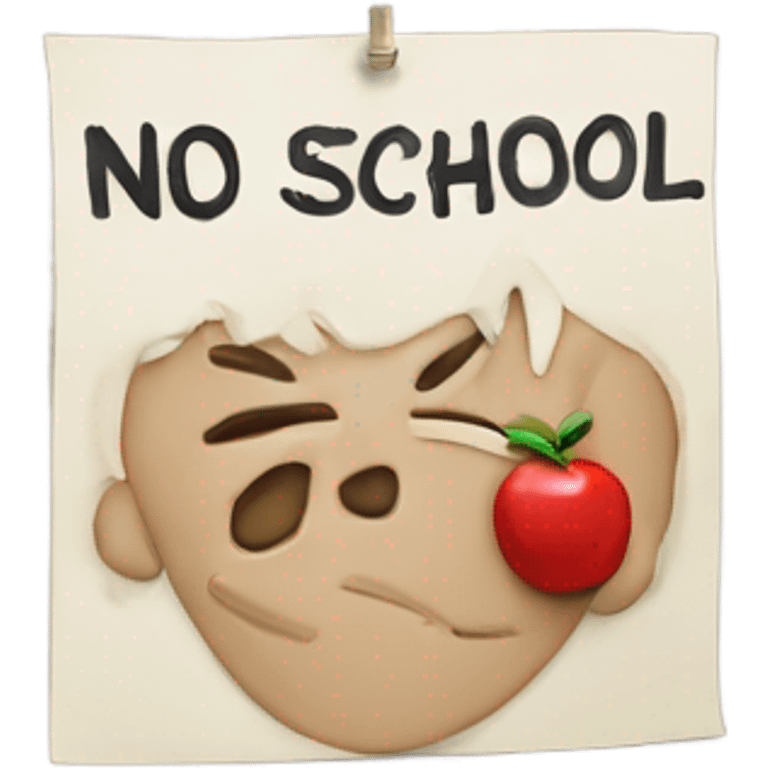 Placard with "no school" written on it emoji