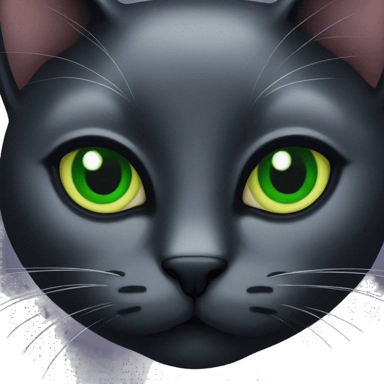 black cat with green eyes emoji