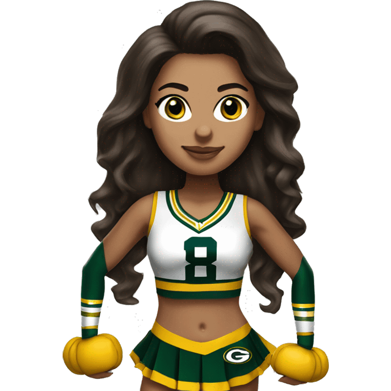 nfl glamourous cheerleader, brunette hair, Green Bay packer  emoji