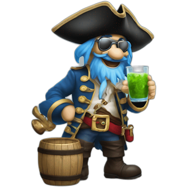 pirate Papa Smurf drinking mojito emoji