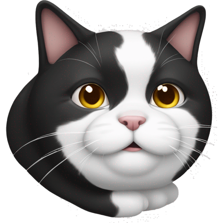 really fat black and white cat  emoji