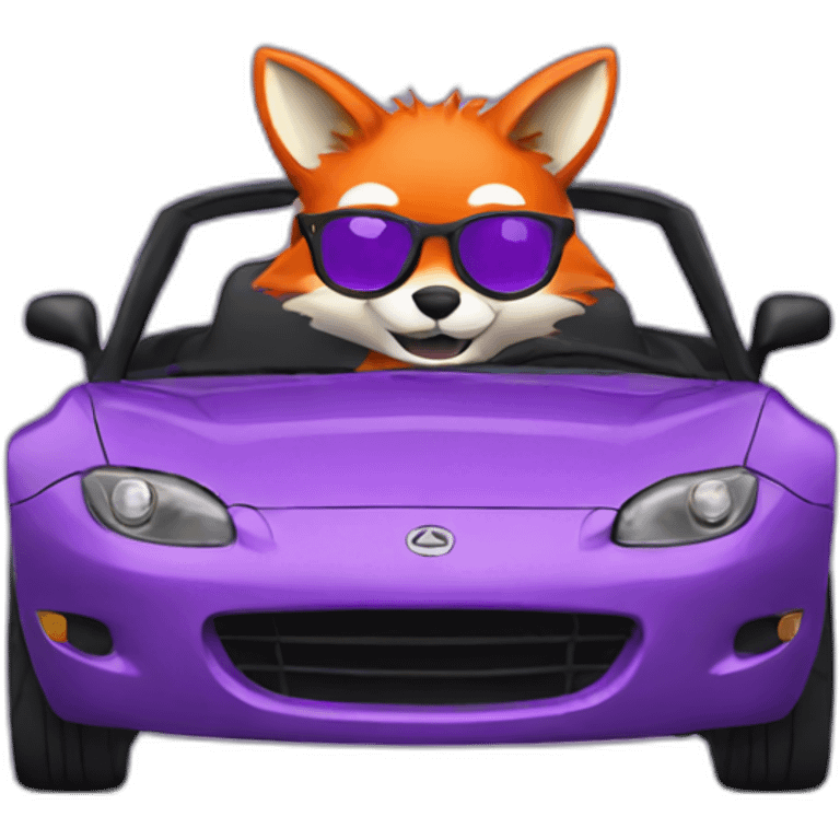 fox with glasses driving a purple miata emoji