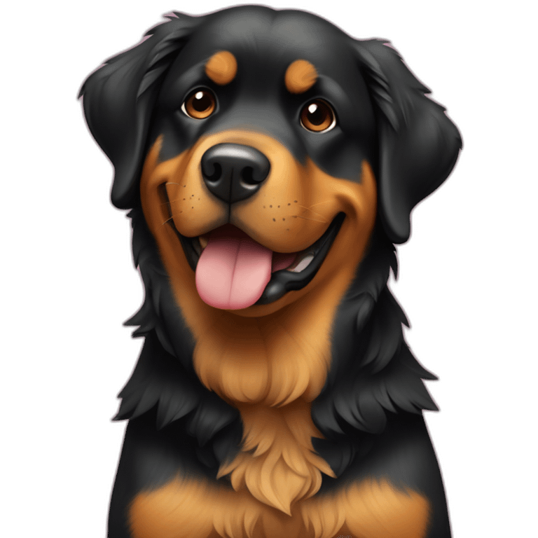 A Rottweiller hugging à golden retriever in box emoji