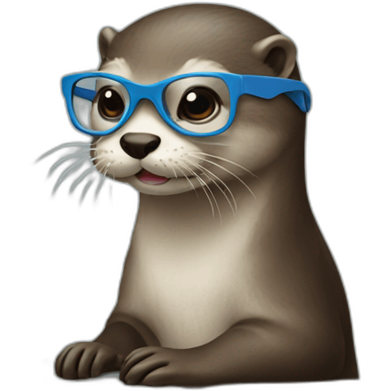 female vet otter with glasses use a macbook emoji