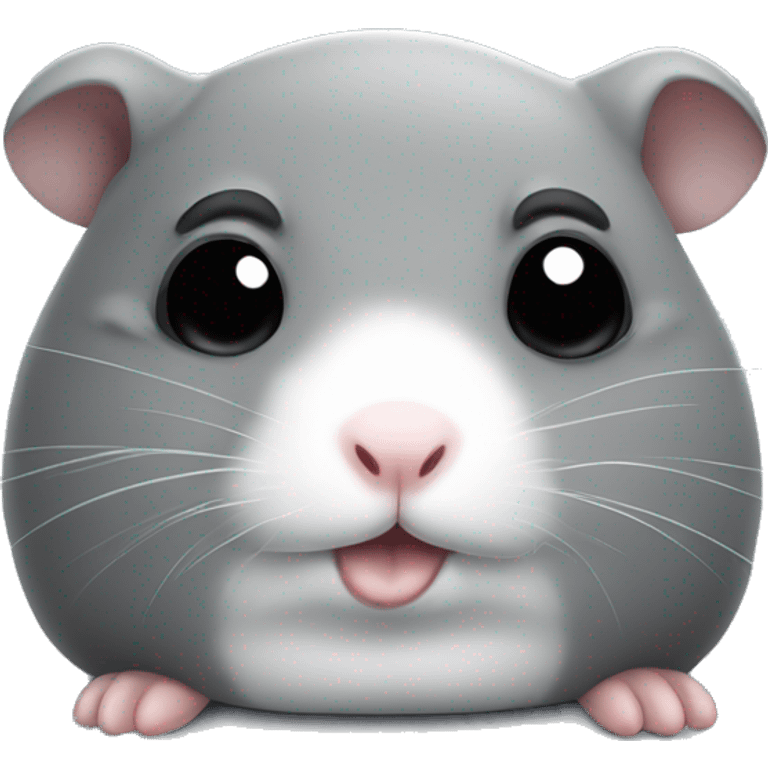 Fat grey hamster wit big black eyes that is very very sad, it looks like he’s about to cry emoji