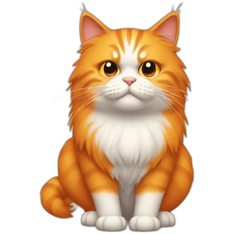 grumpy orange hairy cat with long tail emoji