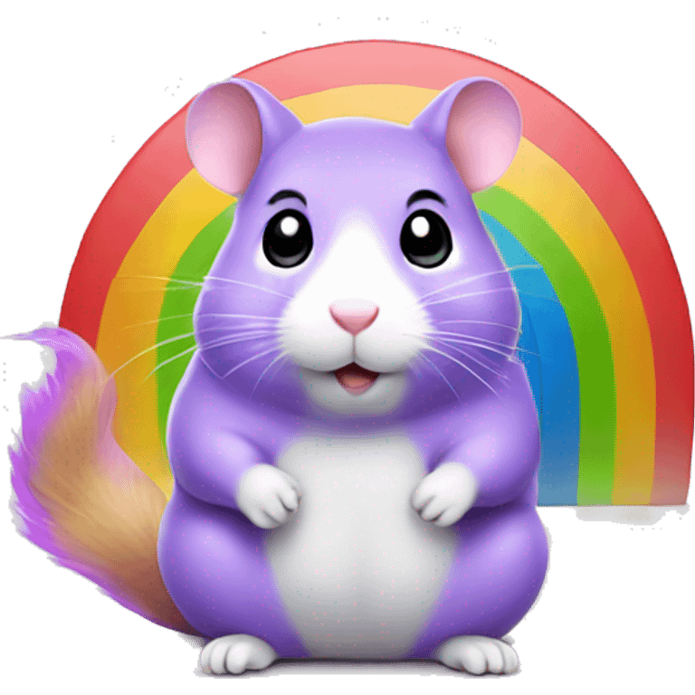 purple hamster sitting on rainbow emoji