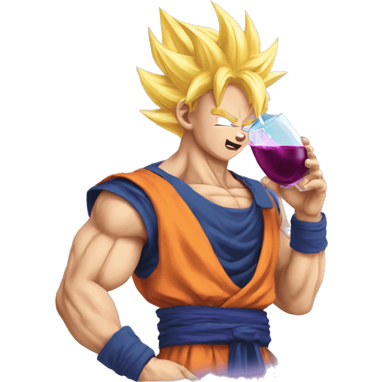 Super saiyan Goku drinking grape juice emoji