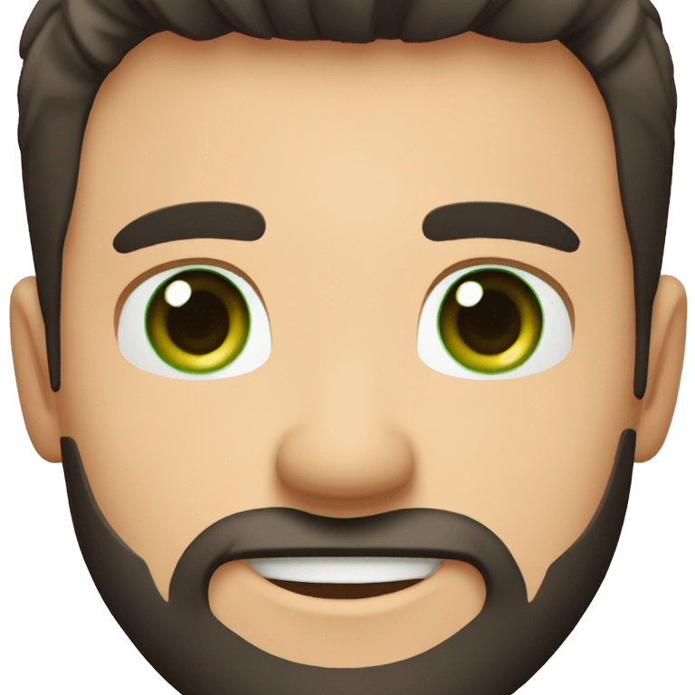 Handsome man with dark hair, gradient short hair on the side, green eyes. Big smile and thin face. Black t-shirt. A little beard. emoji