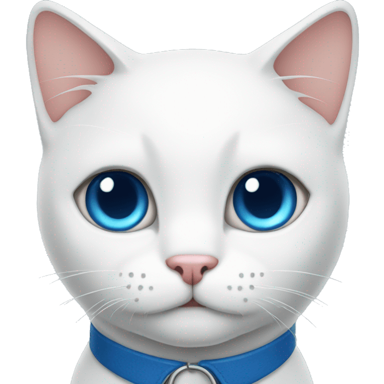 White cat blue collar emoji