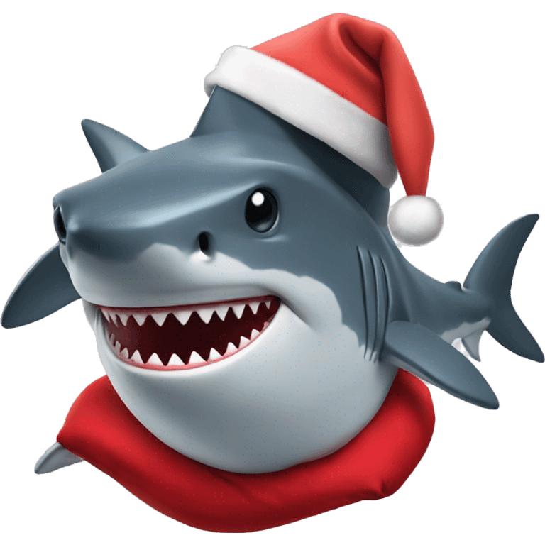 Shark with santa hat emoji