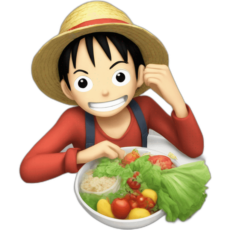 Luffy eating a healthy meal emoji