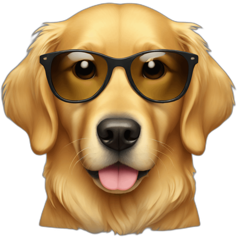 golden retriever wears sunglass emoji