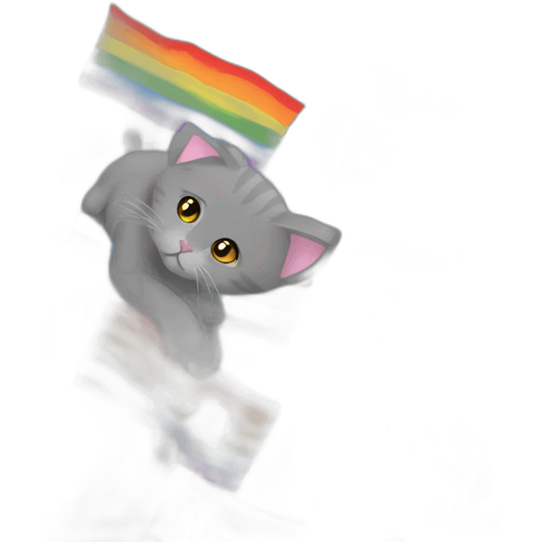 LGBT flag grey cat emoji