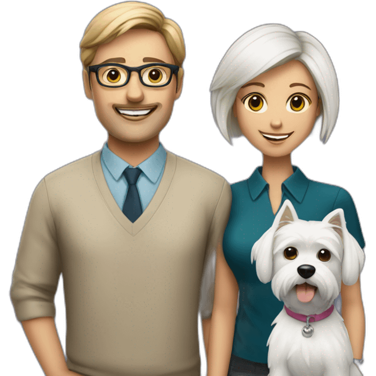 Man with glasses anda woman with a westie dog girl emoji