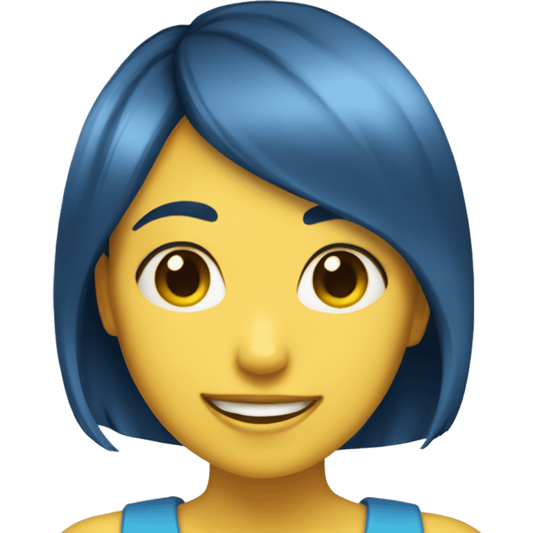 blue and happy short hair yellow girl emoji