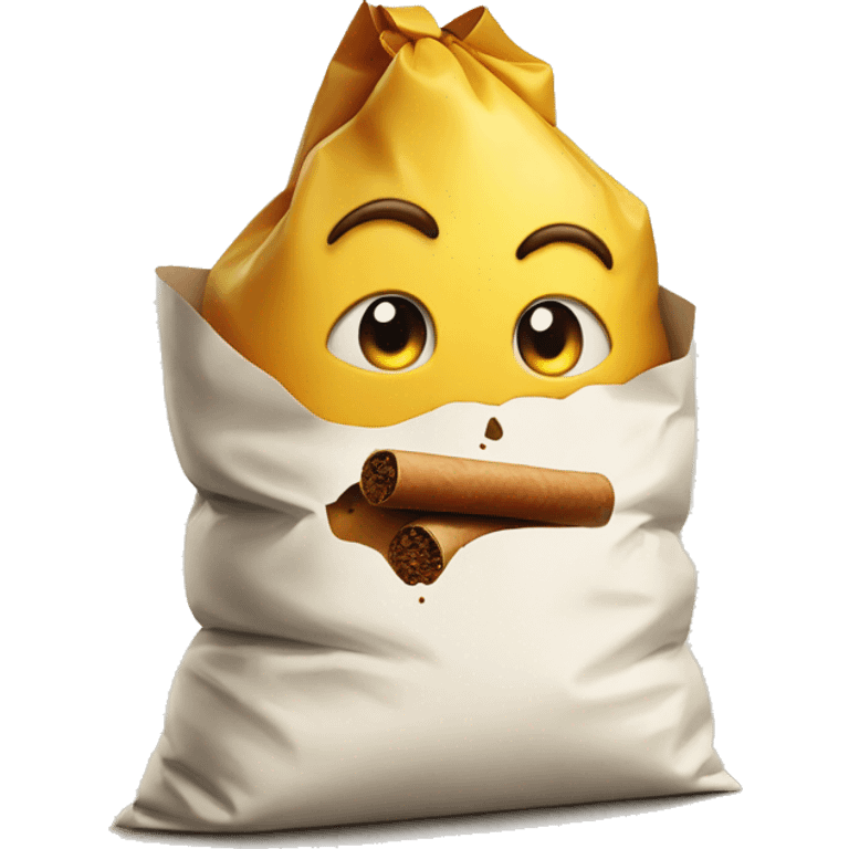 a bag of flour smokes a cigar emoji