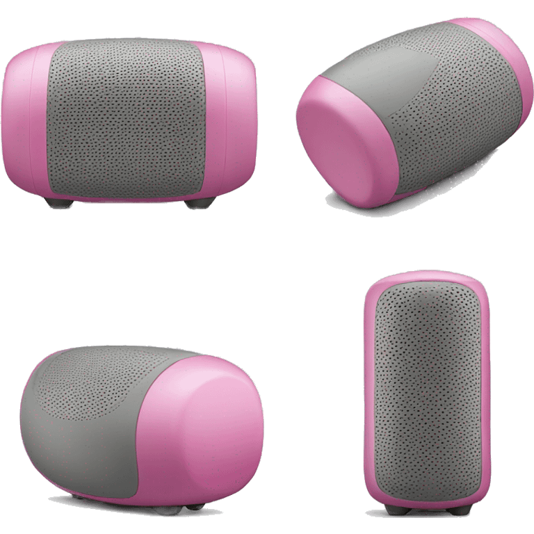 Realistic pink and gray portable smart speaker isolated.  emoji