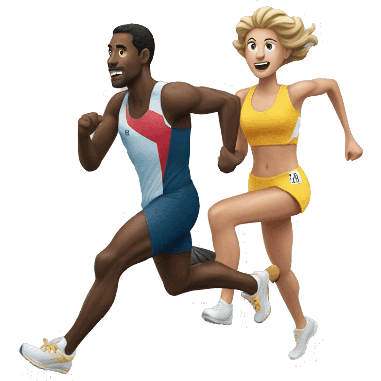 realestic Sportsman and woman run  emoji