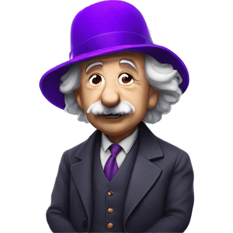 Albert Einstein with purple hat, apple memoji style emoji