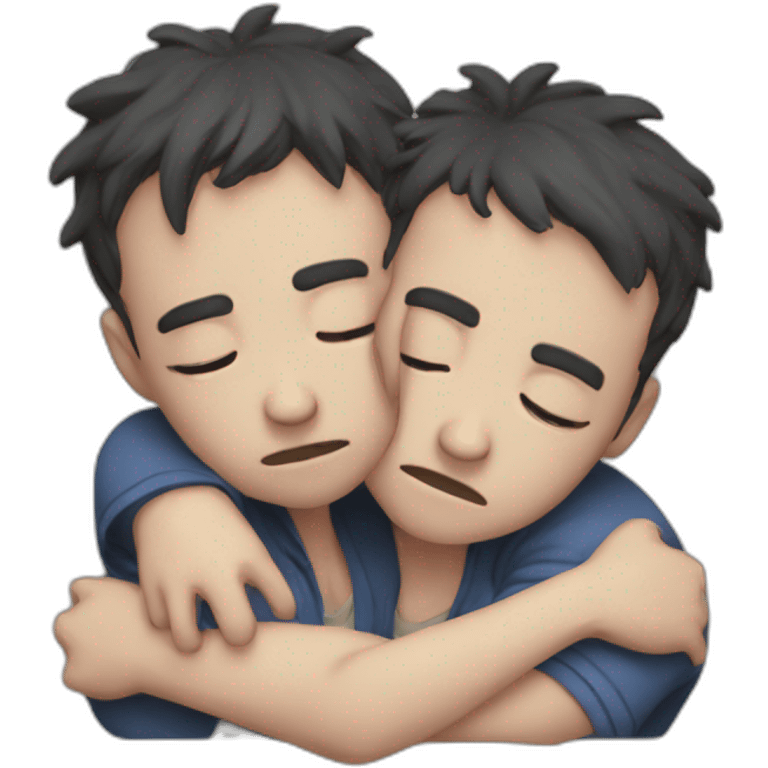 depressed sad boys huging eachother emoji