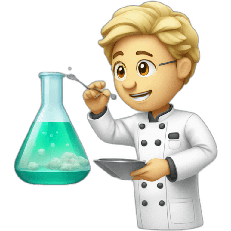 A chef conducting a scientific experiment in a laboratory. emoji