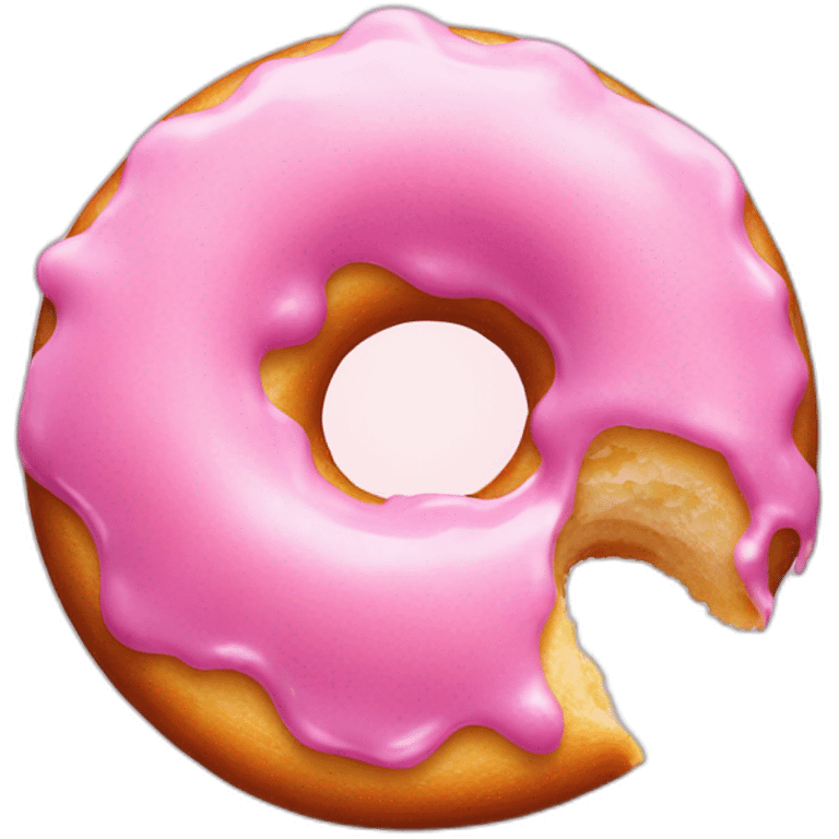 pink frosted donut with a bite eaten emoji