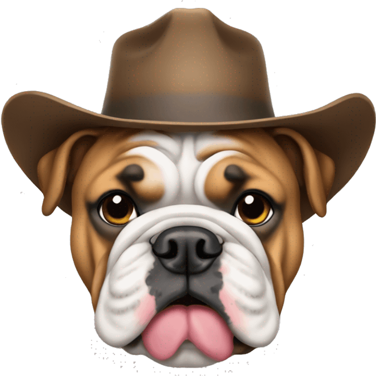 English bulldog wearing cowboy hat emoji