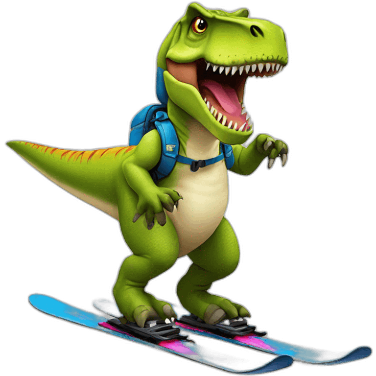 T-Rex sur des skis emoji