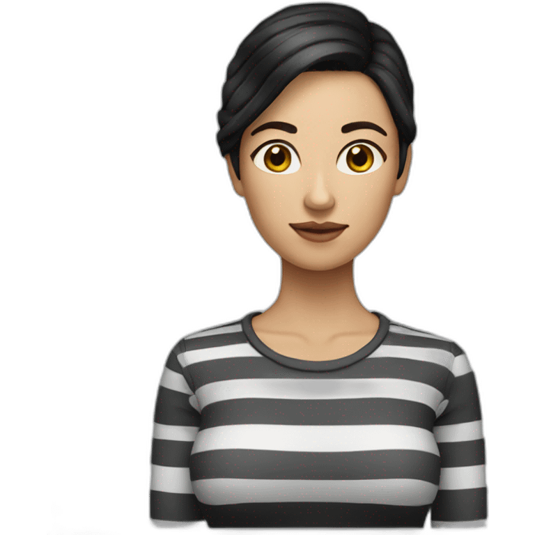 woman with dark hair and striped shirt emoji