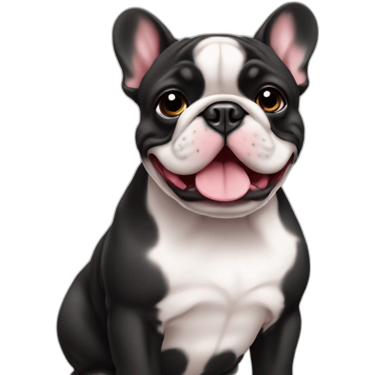 bouledogue francais noir avec bébé emoji