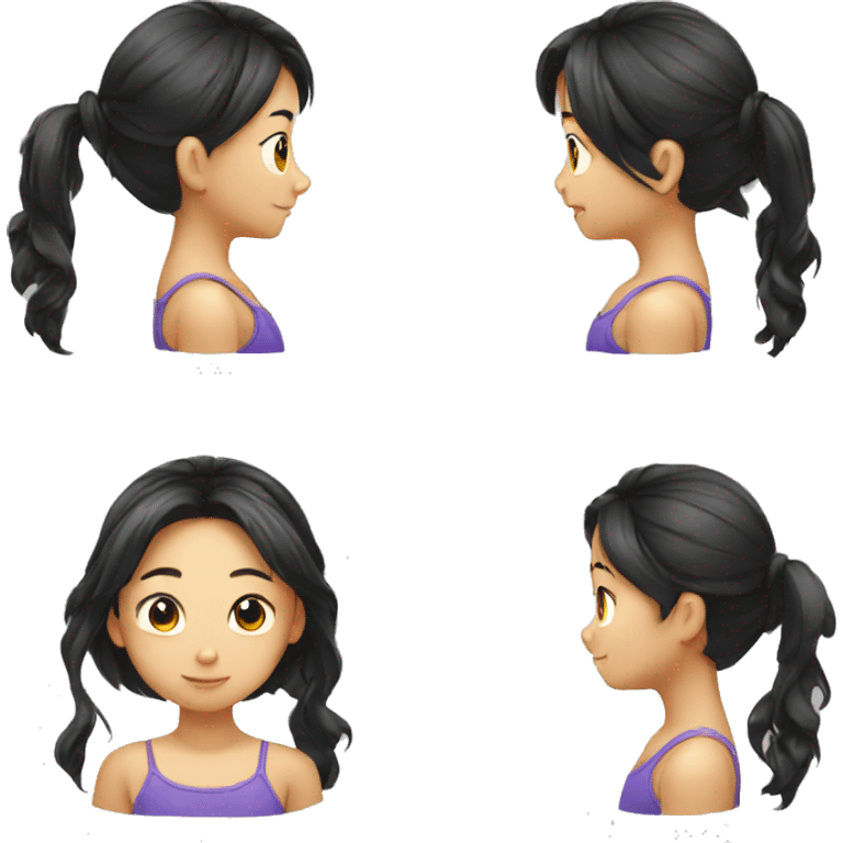 Asian girl playing with her hair emoji