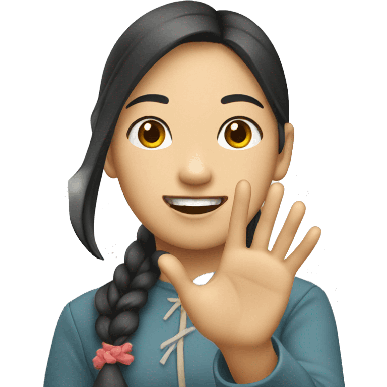  A asian girl wave hand emoji