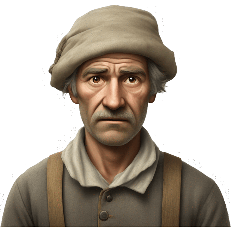 peasant in an old shirt during the 1917 revolution in russia photorealistic serious emoji