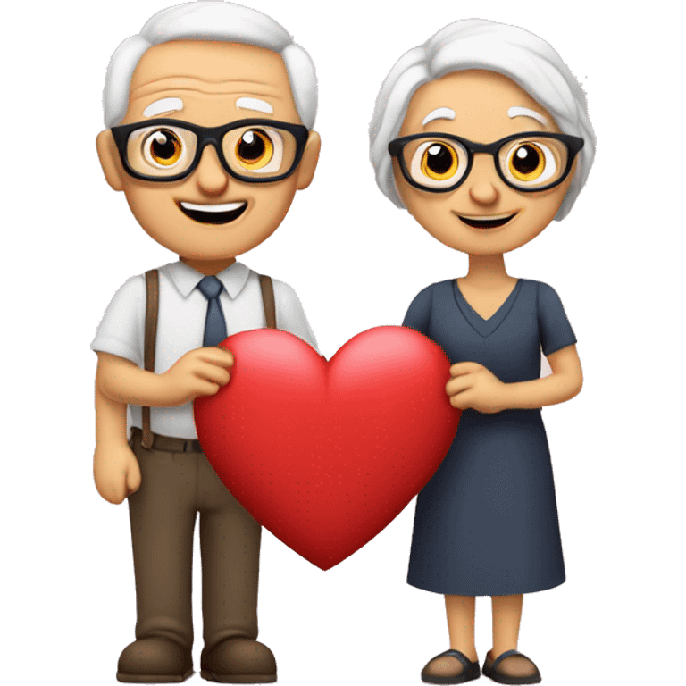 nerd Grandparents in Day St Valentines with laptops emoji