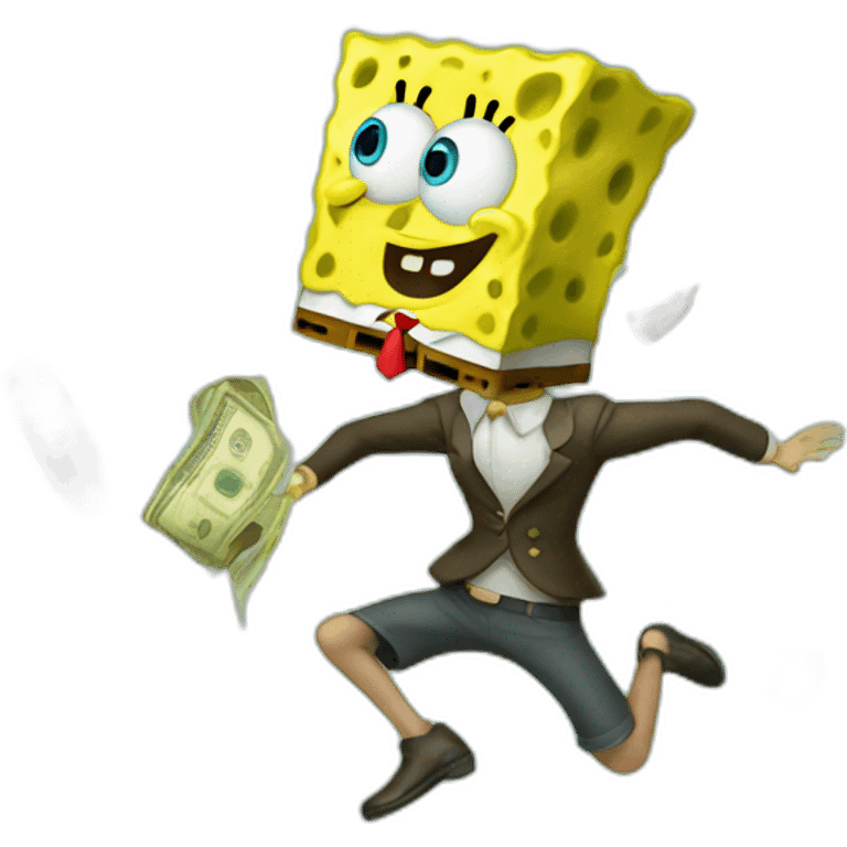 Spongebob throwing money emoji