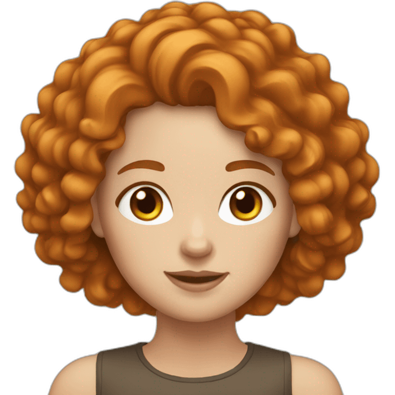 White girl with ginger curly hair emoji