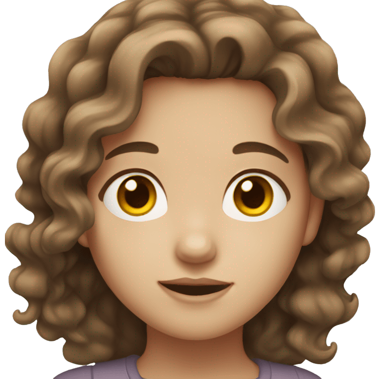 girl with wavy brown hair, brown eyes, and white skin emoji