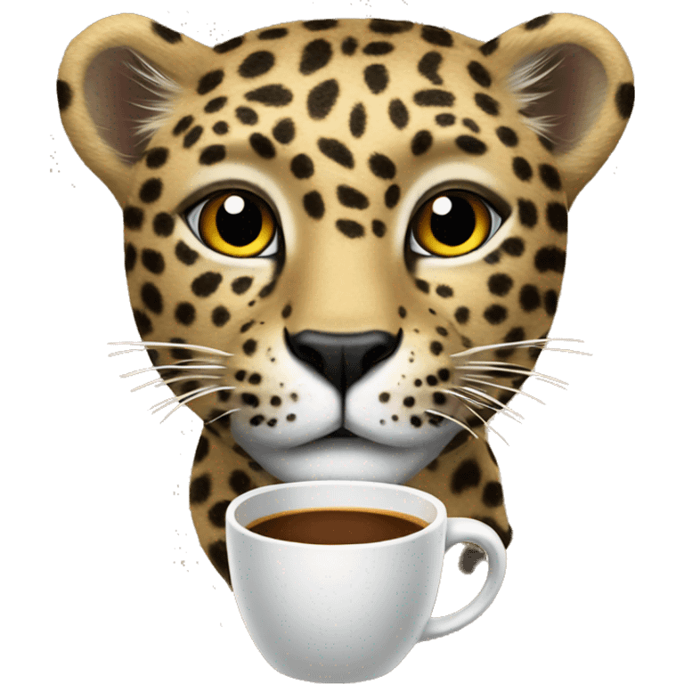 Leopard with coffie emoji