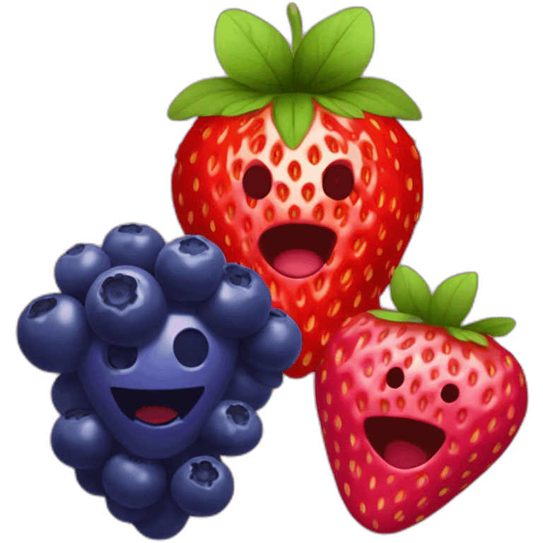 Strawberry and raspberry and blueberry emoji