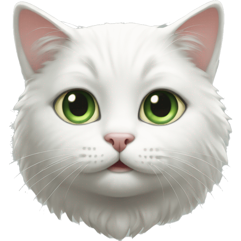 White cat cute amazing adorable dark muddy green eyes emoji