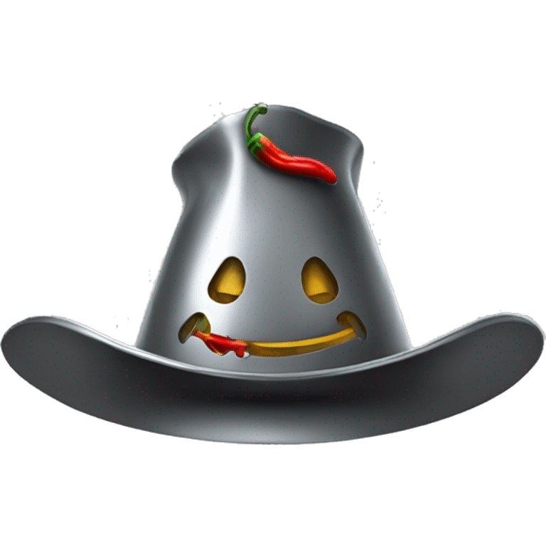 Metal hat with a pepper on top emoji