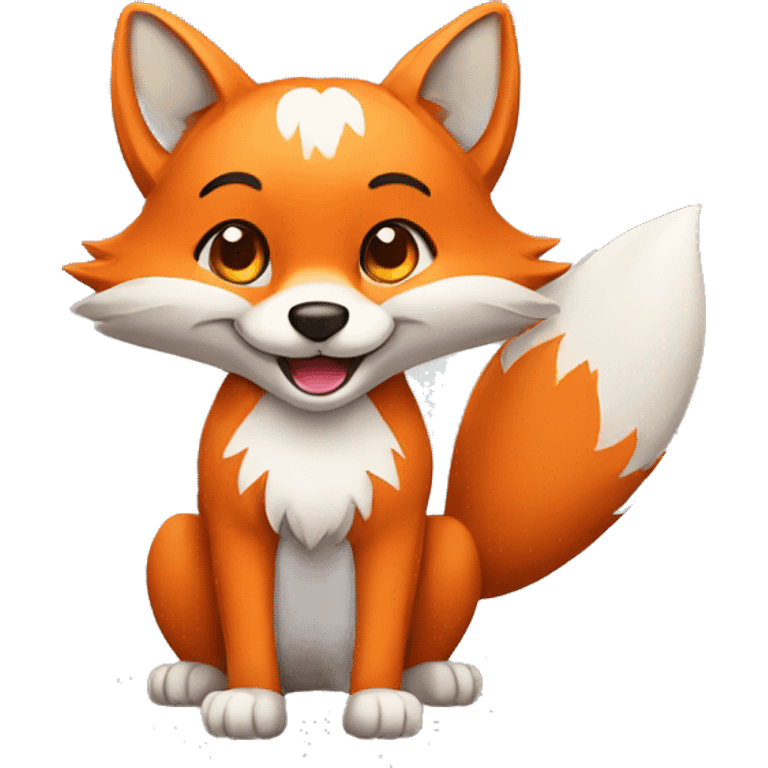 fox greeting with waving paws emoji