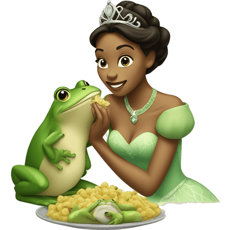 Princess Tiana eating frog emoji